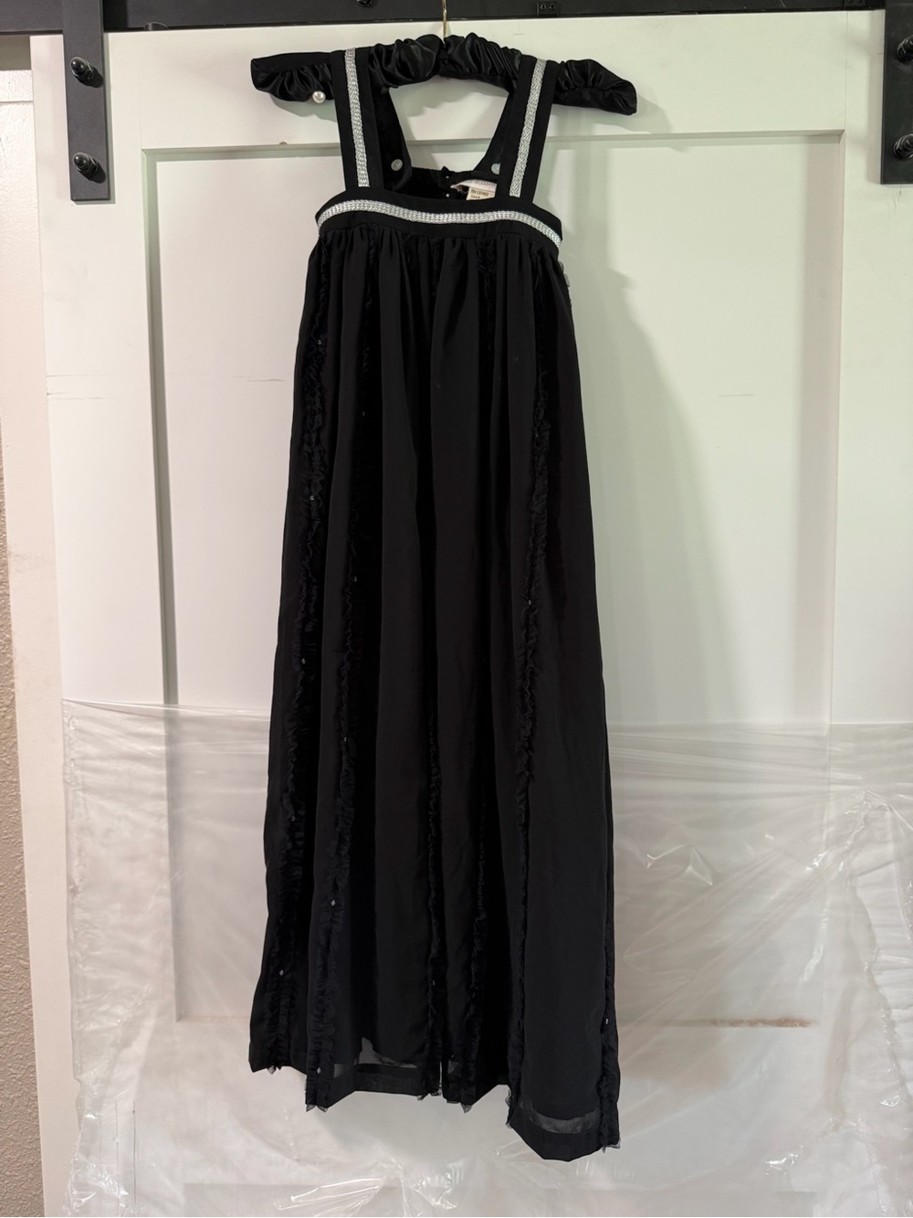 Well Dressed Wolf Black Maxi Dress with White Trim